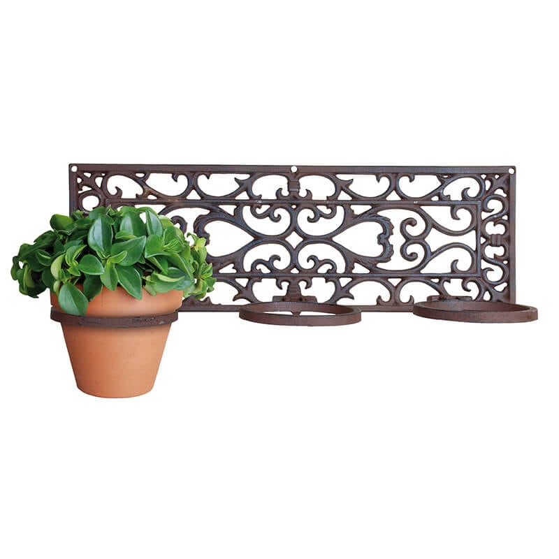 Cast Iron Copper Wall Hanging Flower Pot Holder Mounted Planter
