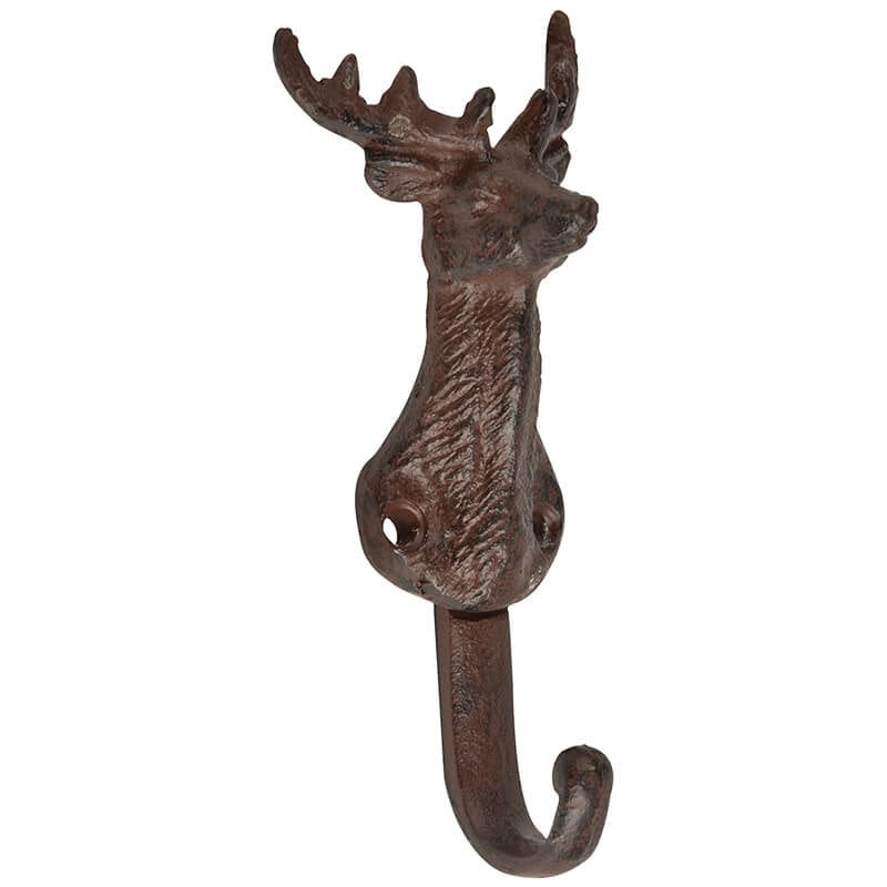 Deer Bust Single Hook - Cast Iron - Esschert Design USA