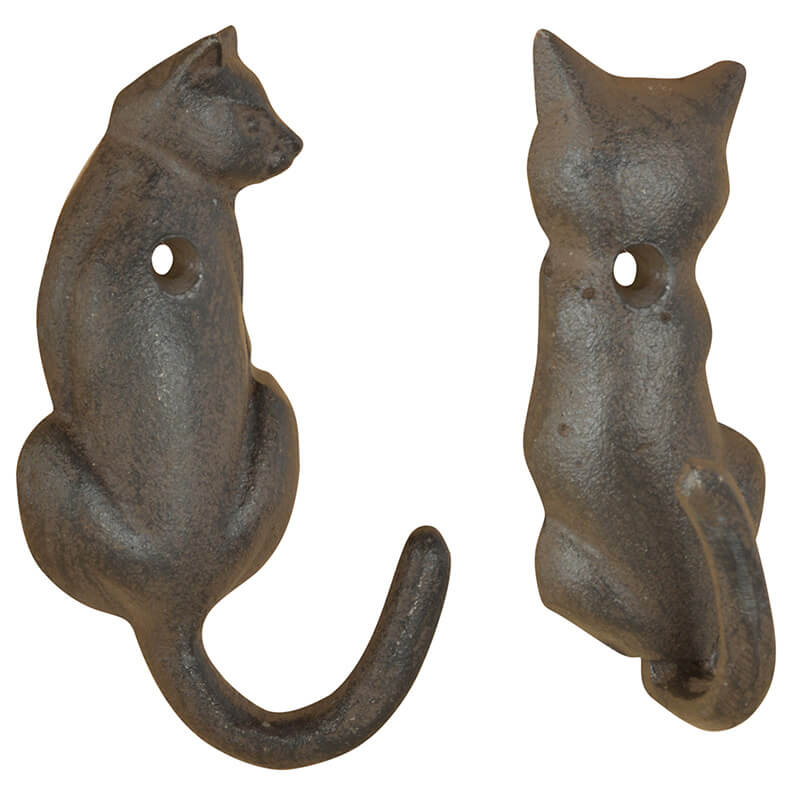 Cat Tail Hook, Cast Iron, Antique Brown, 2 Asst. Styles - Esschert
