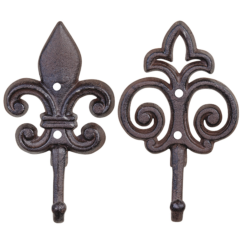 Fleur-De-Lis Hook, Cast Iron, Antique Brown, 2 Asst. Styles – Esschert ...