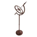 Sundial on Tall Foot, Cast Iron, Antique Brown