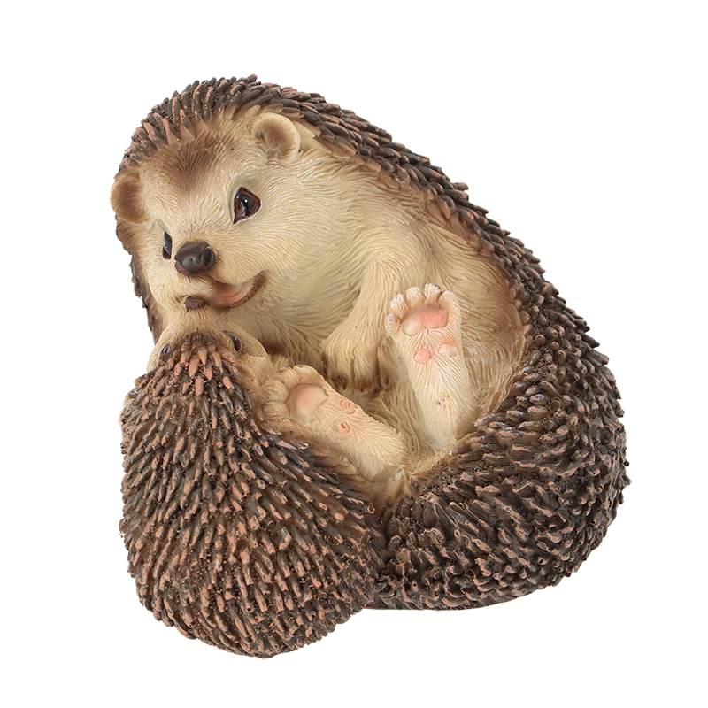 Hedgehog on Side w/Baby, Resin - Esschert Design USA