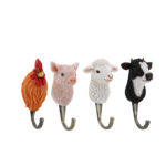 Farm Animal Hook, Resin, 4 Asst. Styles