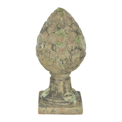 Aged Ceramic Finial Pinecone Moss, Green - Large