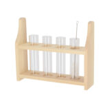 4 Pc Glass Test Tube w/Wood Stand and Cleaning Brush