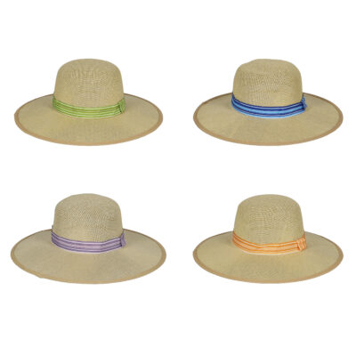 Striped Straw Hat, 4 Asst. Colors