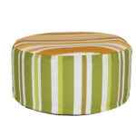 Striped Outdoor Pouffe, Orange/Green