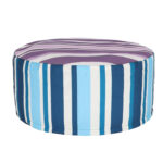 Striped Outdoor Pouffe, Blue/Purple