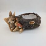 Faux Wood Bunny in Log Planter