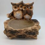 Faux Wood Double Owl Planter